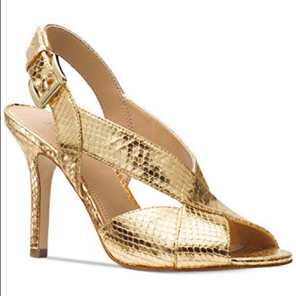 Michael Kors Shoes - Michael Kors | Becky Gold Snakeskin Heels